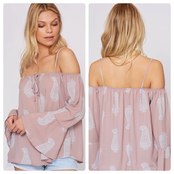 1 SMALL LEFT Off the shoulder paisley cami top - Picture 2 of 7